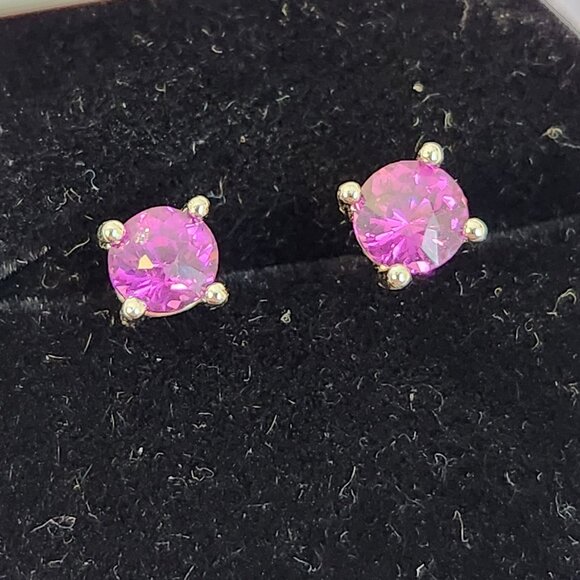 NIB VTG 925 Rhodolite Garnet 1.21cts Stud Earrings - Picture 9 of 11